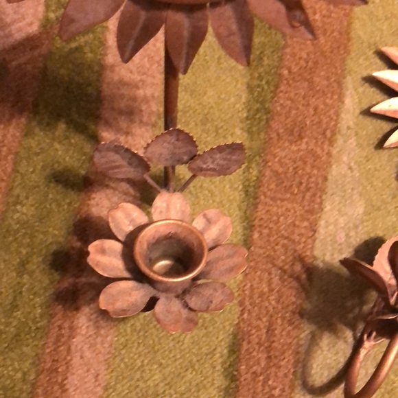 Set of 2- Vintage boho Homco 1970 wall decor daisy mirror candle holders - Picture 4 of 7